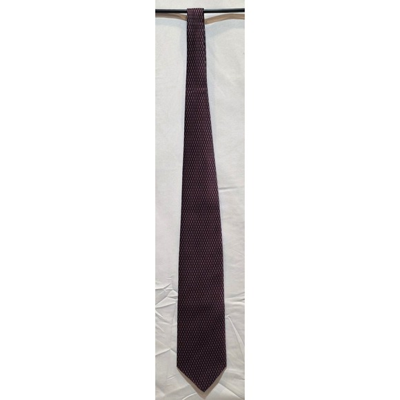 Carlo Palazzi Other - Carlo Palazzi Mens Silk Necktie Burgundy Blue Geometric Micro Pattern Hand Made